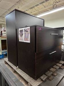 lot 20240 image: Dark Wood Cabinet and Drawers