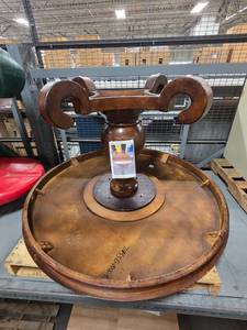 lot 20252 image: Round Wood Table with Pedestal Base