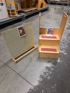 lot 20261 image: Safety Wood Products Kids Step Stool, Kids White board.