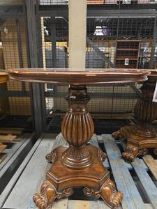 lot 20280 image: 30in - Ornate Carved Wood Pedestal Tables