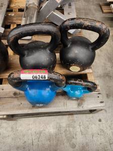 lot 6248 image: Mixed Weight Cast Iron Kettlebells Set