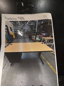 lot 18458 image: Computer Work Desk with Black Metal Frame