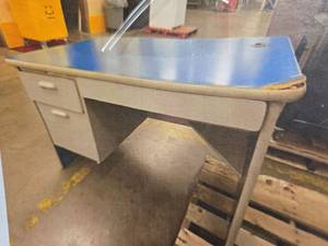 lot 20304 image: Grey and Blue 2 Drawer Student Desk