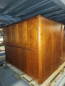 lot 20318 image: Mid-Century Wood Cabinet Set