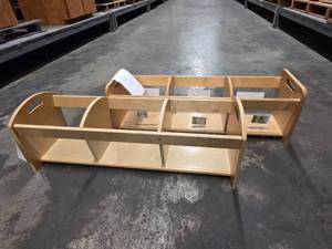 lot 20338 image: (2) Wooden Shelf Unit by Kaplan