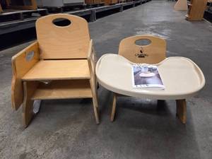lot 20347 image: Jonti Craft Kids Chair With Tray and (2) Jonti Craft Chairs