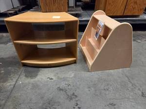 lot 20358 image: Community Curved Corner Bookshelf and Kaplan Bookshelf