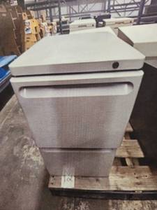 lot 20379 image: White Metal Filing Cabinet with Lock