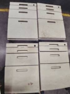 lot 20388 image: (4) Industrial Metal Filing Cabinet Set with Casters