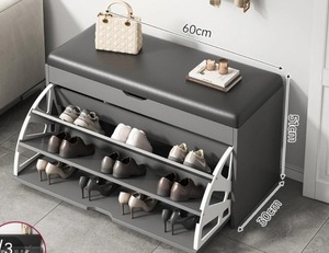 lot 2166 image: Fukayi Best Wooden Shoe Organizer Cabinet, GreyBlack.