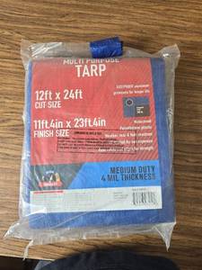 lot 2177 image: $61 11.4 x 23.4 ft. 4 Mil Weather Resistant Tarp, Blue, is 12x24