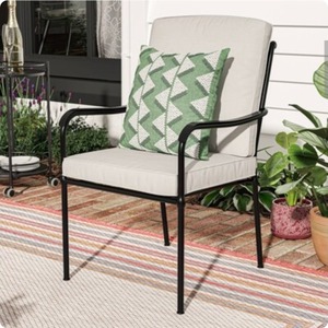 lot 2205 image: WHITE&nbsp Steel Frame Dining Chairs, Grey Cushions, Set of 4