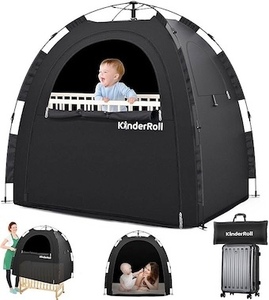 lot 2219 image: $129 KinderRoll Blackout Sleep Tent Blocks 95% Light, Black