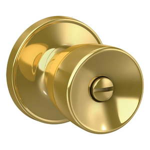 lot 2224 image: First Secure by Schlage Hawkins Privacy Door Knob - Bright Brass