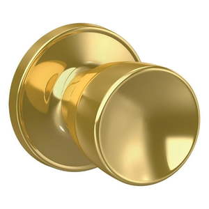 lot 2225 image: First Secure by Schlage Hawkins Knob HallCloset Lock Bright Brass