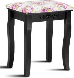 lot 2242 image: GOFLAME Vanity Stool, Rose Pattern Makeup Dressing Stool, Black