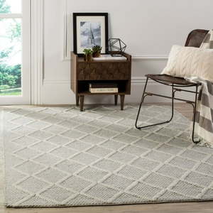 lot 2260 image: $695 SAFAVIEH Natura Geometric Wool Rug, SilverIvory, 9 x 12.