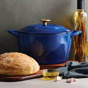 lot 2266 image: $81 Tramontina Cast Iron 7-Qt Dutch Oven-Classic Blue gold with Lid