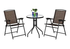 lot 2277 image: $140 Costway 3 -Piece Patio Conversation Set with Brown