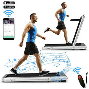 lot 2280 image: $1380 SuperFit 4.75HP 2 In 1 Folding Treadmill WRemote Control
