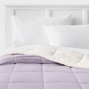 lot 2285 image: $50 FQ Faux Shearling Reversible Comforter Light Purple - OEKO-TEX