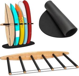 lot 2293 image: $100 Hang 11 Surfboard Rack - Wall Mount, Holds 5-6 Boards