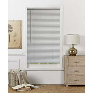 lot 2302 image: Mainstays Cordless Room Darkening Vinyl Blind, Gray, 34W x 64L