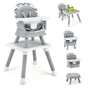 lot 2304 image: $190 Babyjoy 8-in-1 High Chair Convertible Booster Seat GrayWhite