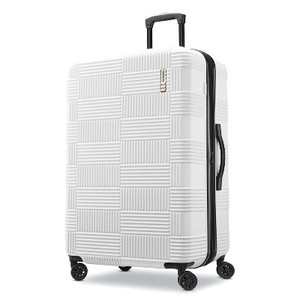 lot 2328 image: $140 American Tourister NXT Large Checked Spinner Suitcase