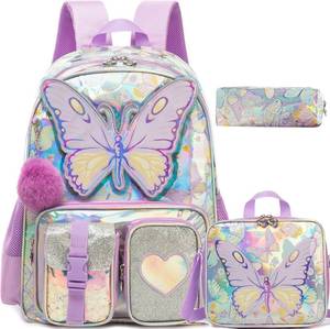 lot 2338 image: Meetbelify Backpack Set for Girls Ages 6-8 Includes Lunch Box.