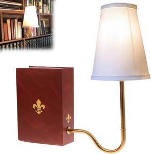 lot 2360 image: Wooden Bookshelf Lamp with Bulb, Vintage Book Sconce, Classic
