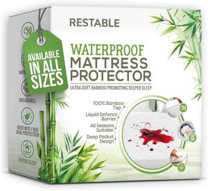 lot 2371 image: Luxury King Mattress Protector, Waterproof & Bamboo Viscose Top