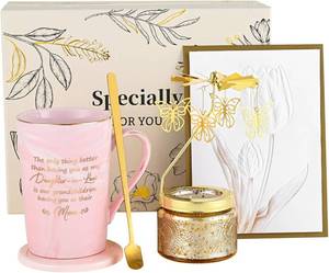 lot 2389 image: YHRJWN Gifts for Daughter-in-Law 14 Oz Pink Coffee Mug & Candle