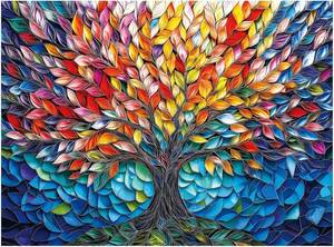 lot 2408 image: ALL4JIG Colorful Tree Puzzle, 1000 Pieces, Christmas Gift