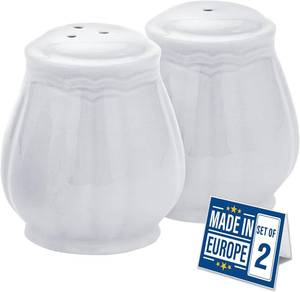 lot 2418 image: Crystalia Salt & Pepper Shaker Set, White Ceramic, Vintage Style
