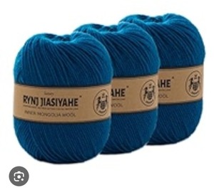 lot 2440 image: 3 Pack Wool Yarn for Crocheting-Worsted, Variegated, 100g- Ocean Blue