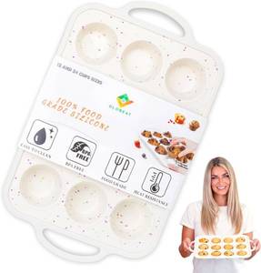 lot 2450 image: Silicone 12 Cups Muffin Pan with Metal Reinforced Frame