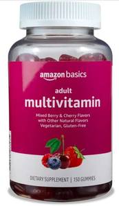 lot 2455 image: 2 Pack Amazon Basics Adult Multivitamin Gummies, 150 Gummies, 75-Day Supply