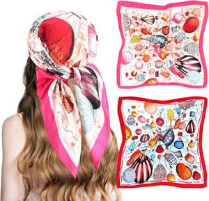 lot 2484 image: Ciormis 27.5 Silk Like 2Pcs Square Hair Bandana for Women