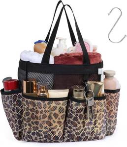 lot 2485 image: 2 pack Shower Caddy Mesh Tote for College Dorm, Leopard