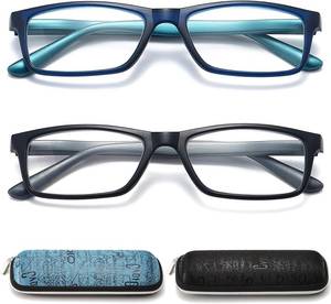 lot 2504 image: Blue Light Blocking Rectangle Reading Glasses, Spring Hinge