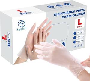 lot 2527 image: squish 4 mil Vinyl Gloves, Latex-Free, 100 Count, Large
