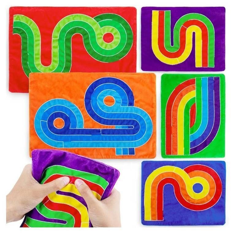 lot 42372 image: BAOFUBA 5 Pcs Marble Maze Mat Sensory Fidget Stress Relief Toys Calming Toys,Sensory Mini Mats Tiles for Autistic Children Classroom Fidgets for Students Quiet - Retail $12