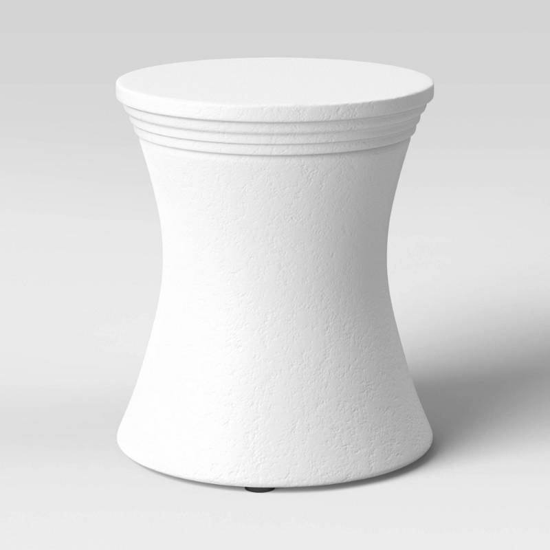 lot 42421 image: White Faux Stone Patio Accent Table - Threshold�� designed with Studio McGee - Retail $100
