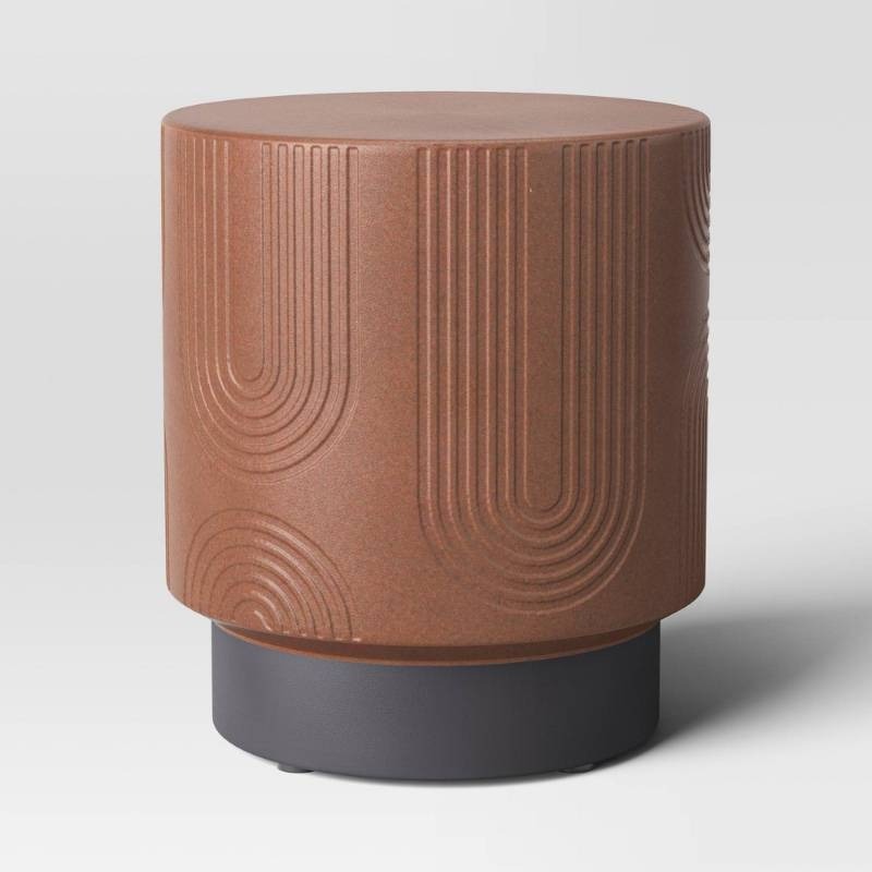 lot 42424 image: Geometric Terrafab Accent Table Brown - Threshold�� kind of neat up but still functional - Retail $100