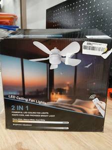 lot 40303 image: 2-in-1 LED Socket Ceiling Fan Light with Remote 2 pack - Retail $89