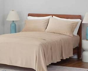 lot 40306 image: Berkshire Luna Soft 4-Piece Sheet Set- Full. Beige  - Retail $59