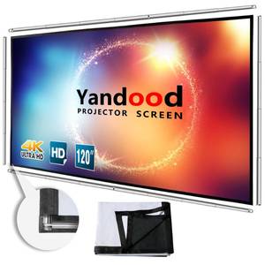 lot 40307 image: Foldable Projector Screen 120 inch with Lightweight Telescopic Pole Frame Wall Mounted Anti-Crease Black Backing Silver Portable Projection Screen - Retail $60