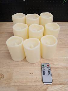 lot 40322 image: Set of 9 Remote-Controlled LED Flameless Candles - Retail $25