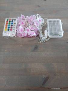 lot 40333 image: Pink Cherry Blossom LED String Lights with Remote Control - Retail $22